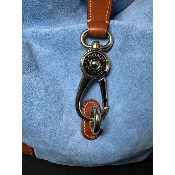 Dooney & Bourke Sky Blue Suede Hobo Bag Logo Lock Key Fob Coin Purse - Picture 3 of 16